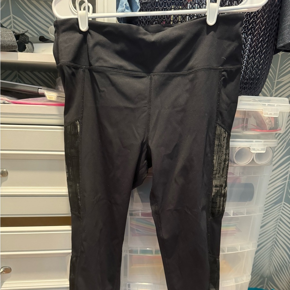 Black reflective leg Zyia leggings with Cuffed bottom